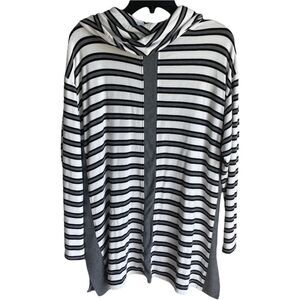 Chico's Zenergy Black and White Striped Long Sleeve Shirt XL/16